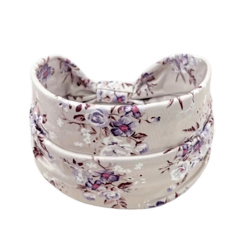 Purple Floral Yoga Headband Wide Sporty Flower Spring Bohemian